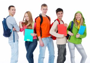 Group of smiling teenagers.