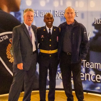 From left, Mr. Charles Stuart, Deputy Police Chief Nishan (Nish) Duraiappah and Mr. Camarni.